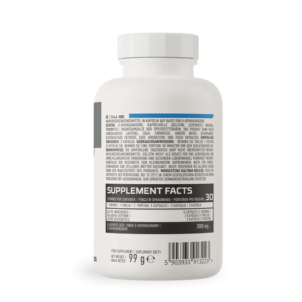 Ostrovit Pro Hormonal Acido Aspartico Daa 3000 Mg 90 Caps - Imagen 3
